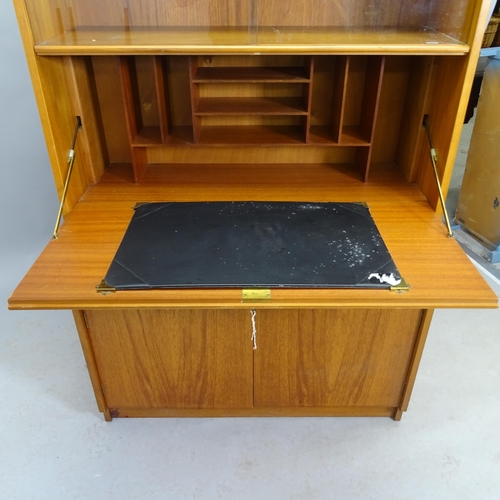 2615 - A mid-century teak secretaire bookcase by Remploy. 92cm x 153cm x 41cm