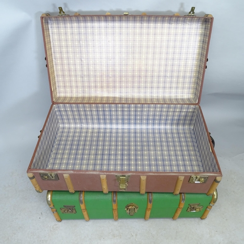 2619 - A pair of modern steamer trunks. 92cm x 33cm x 52cm