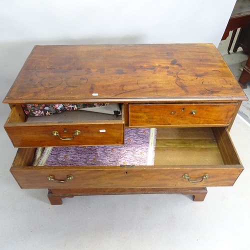 2630 - An antique mahogany chest of two short and three long drawers, raised on bracket feet. 111cm cm x 97... 