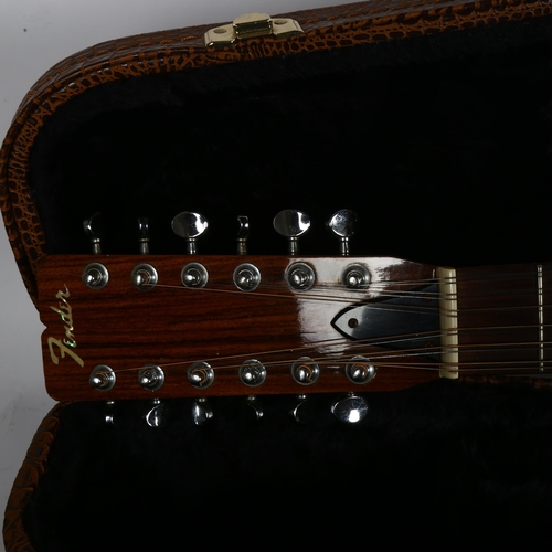 213 - A 1970s Fender F-55 12-string acoustic guitar, with a simulated crocodile carry case, overall length... 