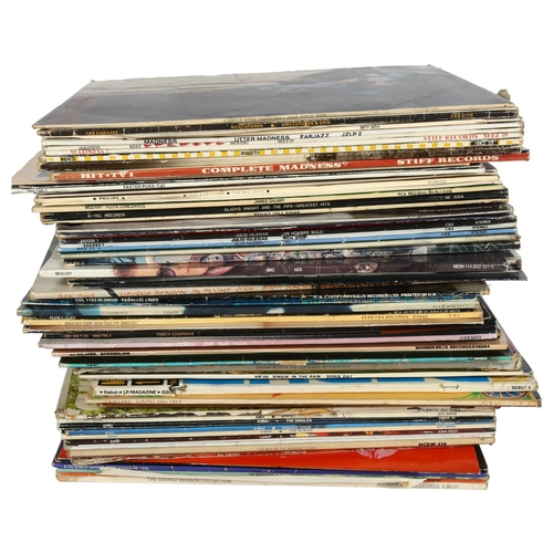 223 - A quantity of vinyl LPs, including Chicken Shack, ABBA, Band On The Run, David Bowie, Blondie, James... 