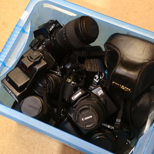 229 - A quantity of various Vintage cameras and equipment, including Canon, Pentax, Minolta etc