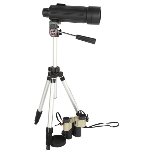 240 - A Vanguard BGT-303, Scout 30x50wa spotting scope, including tripod and carry case, a pair of Olympus... 