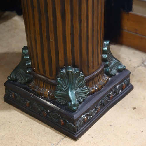 249 - A patinated metal Corinthian column pedestal, H62cm, W34cm, D34cm