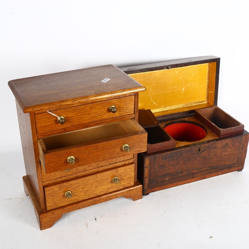 252 - A Regency rosewood tea caddy, and a 4-drawer table-top cabinet, largest height 31cm