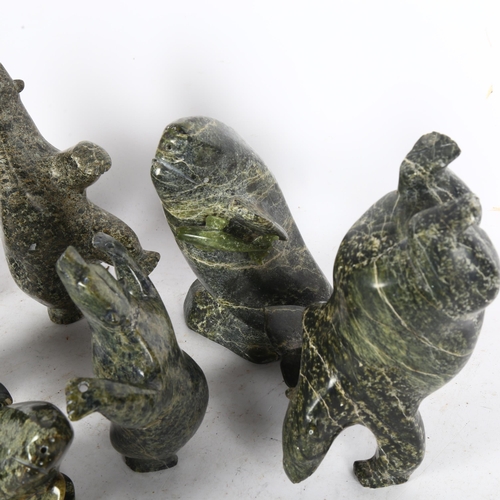 275 - A group of Canadian carved animals, Inuit in style, some signed by Sukkaluk Akesuk, largest height 2... 