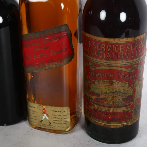 285 - A 1970s litre bottle of Johnnie Walker Red Label Whisky, a Vintage bottle of Civil Service Vermouth ... 