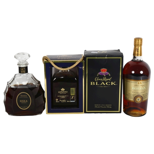 286 - A selection of Brandy, Whisky and Rum, including Viska Premium Special Mistletoe Brandy, Crown Royal... 