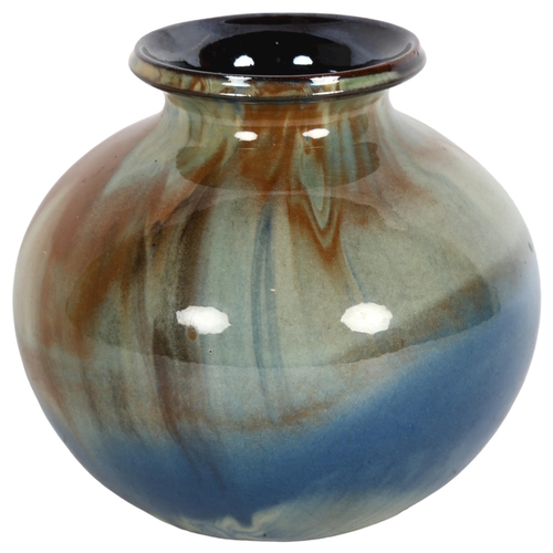 291 - A Studio pottery vase with multi-colour glaze, incised signature, height 15cm