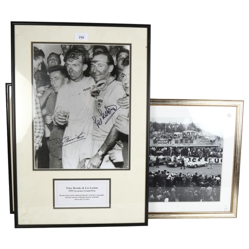 296 - A signed photograph of Stirling Moss, a signed framed photograph of Stirling Moss, a signed photogra... 