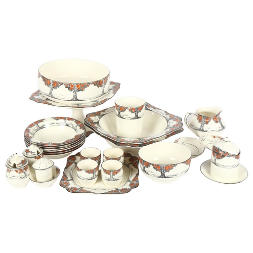 303 - Crown Ducal part tea set or dinner service, Orange Tree decoration, including egg cups, milk jug, se... 