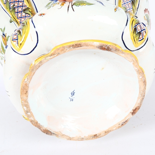 339 - An early 20th century hand painted Italian faience jardiniere, height 30cm, diameter 36cm