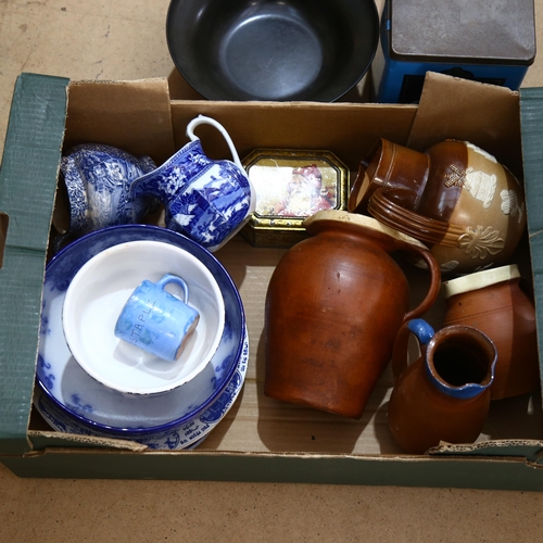 351 - An Antique Doulton stoneware jug, a Wedgwood Fallow Deer design milk jug, a graduated group of Antiq... 