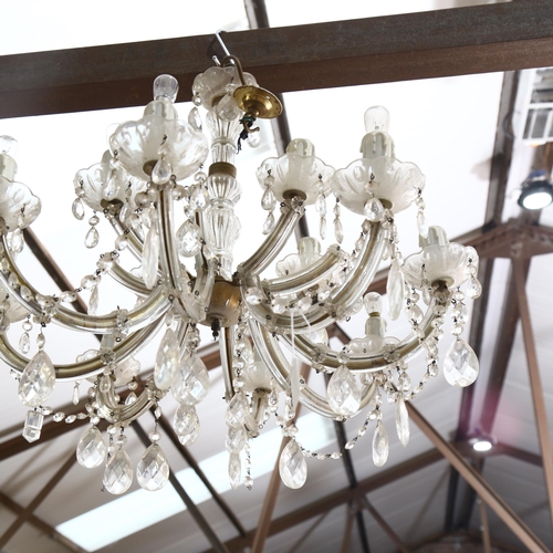 364 - An 8-branch 2-tier brass and glass lustre chandelier, drop 56cm (WITH THE OPTION TO BUY THE FOLLOWIN... 