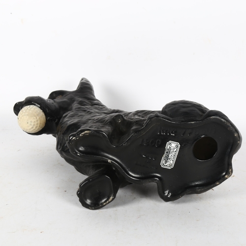 437 - A Vintage Sylvac black Scottie dog with golf ball, no. 1209, 28.5cm