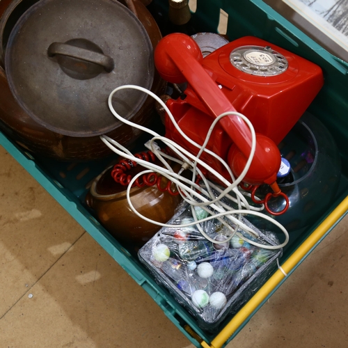 475 - 1960s dial telephone, stoneware jars, celebration ales etc