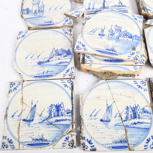 485 - 12 various blue and white Dutch Delft tiles