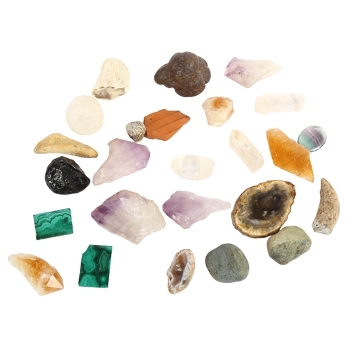 488 - A collection of polished stones and minerals, including amethyst