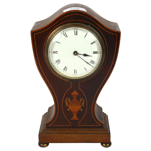 510 - An Edwardian inlaid mantel clock, height 24cm