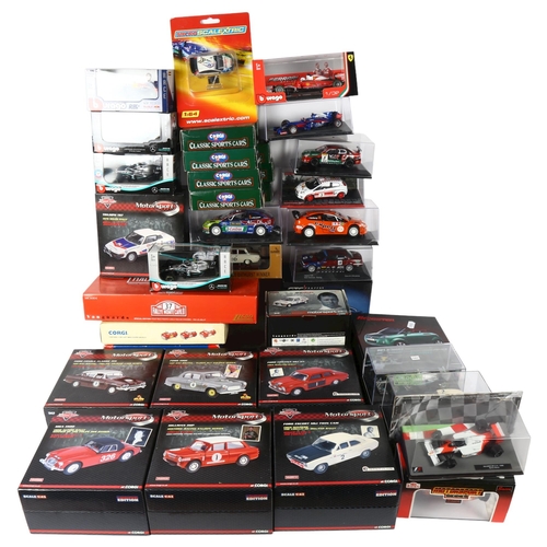 555 - A quantity of Burago, Corgi, Corgi Classic Sportscars, Vanguards etc diecast vehicles, all vehicles ... 