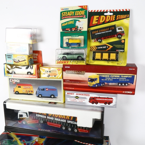 569 - A quantity of Corgi, Dinky, Toymaster diecast vehicles, including Corgi Eddie Stobart Ltd Heli freig... 