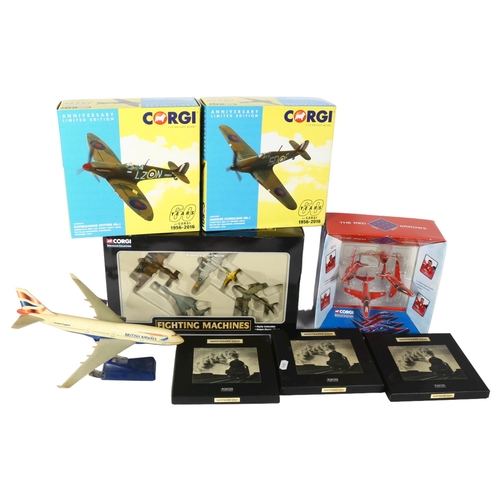 574 - A quantity of Corgi Anniversary limited edition diecast aeroplanes, including the Red Arrows 1965 -2... 