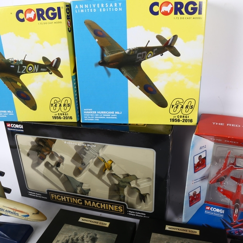 574 - A quantity of Corgi Anniversary limited edition diecast aeroplanes, including the Red Arrows 1965 -2... 