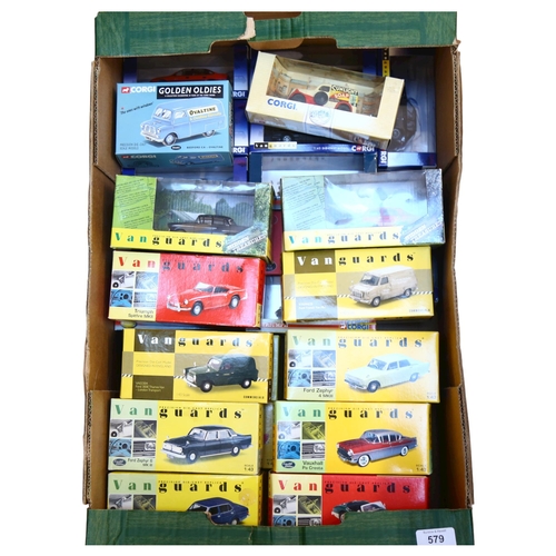 579 - A quantity of Vanguards, Corgi etc diecast vehicles, all boxed or in display cases, including Vangua... 