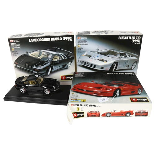 587 - BURAGO - Lamborghini Diablo (1990) 1/18 scale model, Bugatti EB110 (1991) 1/18 scale model, Ferrari ... 