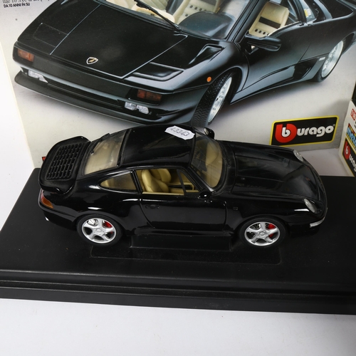 587 - BURAGO - Lamborghini Diablo (1990) 1/18 scale model, Bugatti EB110 (1991) 1/18 scale model, Ferrari ... 