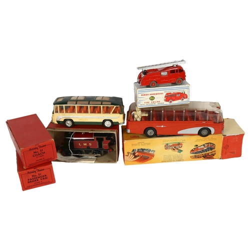 599 - A Dinky Supertoy model no. 955 fire engine with extending ladder, a Hornby Trains 101 tank locomotiv... 