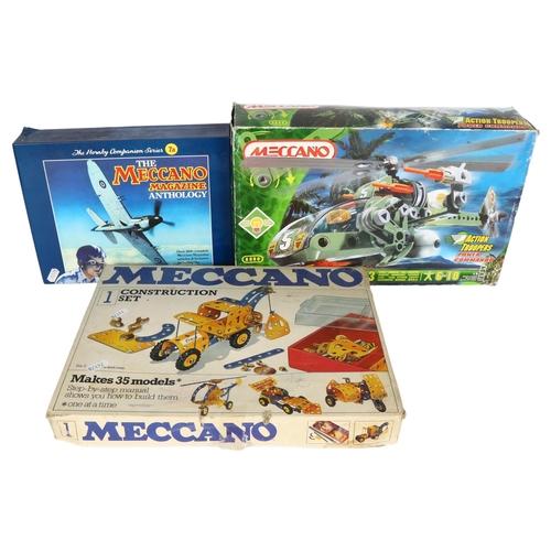 603 - A Vintage Meccano construction set, Meccano action troopers power commando boxed set, and the Meccan... 