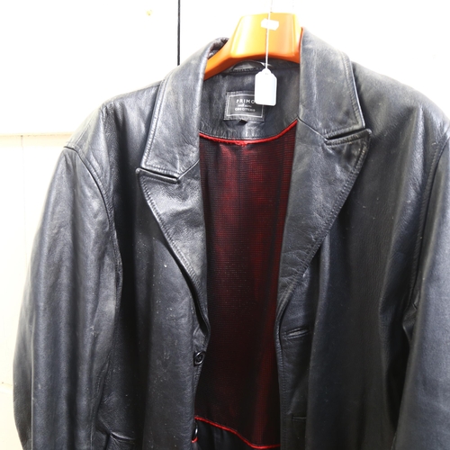 607 - A Primo black leather coat, size L