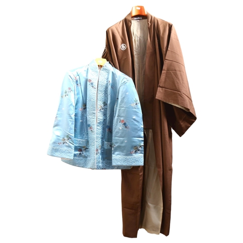 609 - An Oriental embroidered silk jacket, and a Kimono