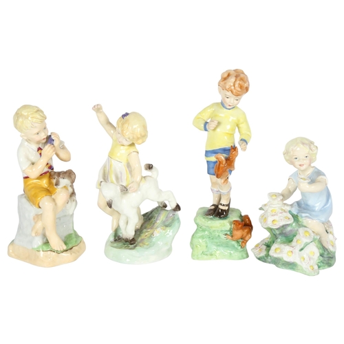 616 - A set of 4 Royal Worcester Months of the Year children figures - June, May, October and April