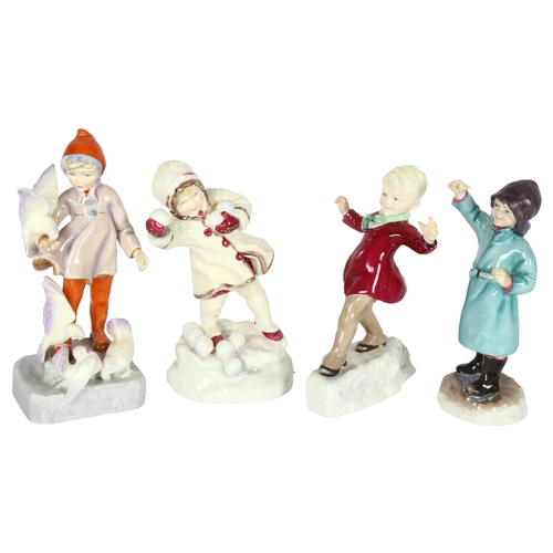 618 - A set of 4 Royal Worcester Months of the Year children figures - December, February, January and Nov... 