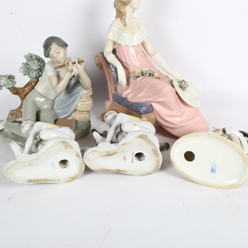 624 - 3 USSR children figures with dogs, a Lladro boy, 20cm, and a Spanish girl