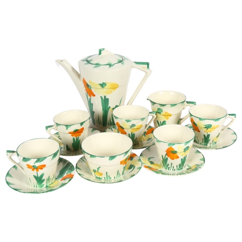 625 - Art Deco Myott's coffee set with painted floral design