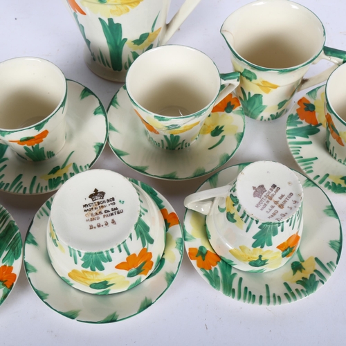 625 - Art Deco Myott's coffee set with painted floral design