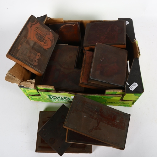 627 - A quantity of Antique engraved copper printing blocks