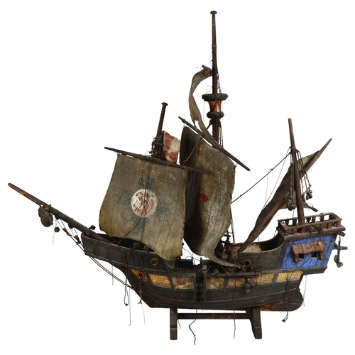 639 - A Vintage model galleon, length 79cm