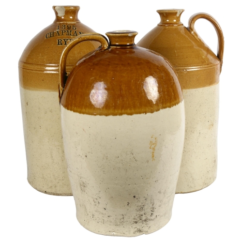 652 - Fulham Pottery flagon, impressed 1395 Chapman Rye, 41cm, and 2 other flagons