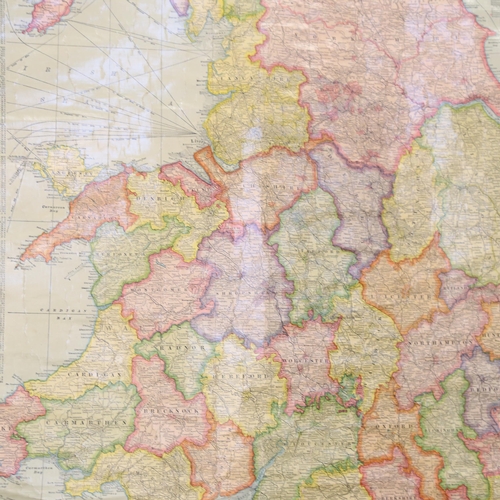 657 - Scarborough's map of England and Wales, showing geographical counties and boroughs, 108cm x 90cm ove... 