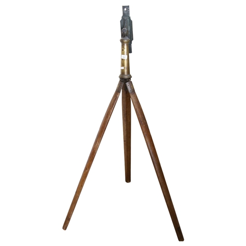 660 - An Antique brass-mounted tripod instrument stand, height 140cm