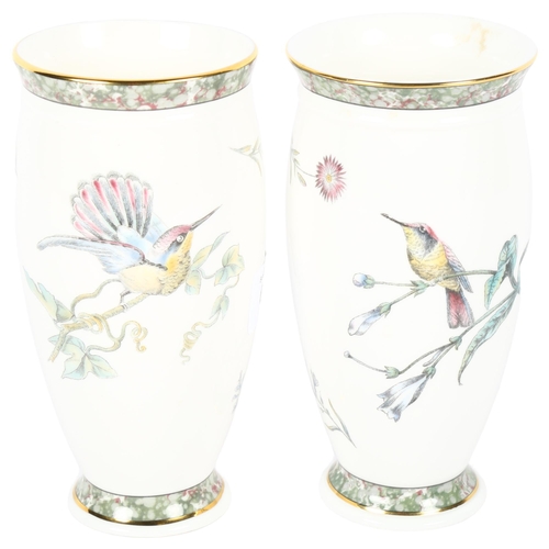 684 - A pair of Wedgwood Humming birds vases, 15.5cm