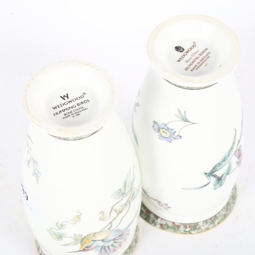 684 - A pair of Wedgwood Humming birds vases, 15.5cm