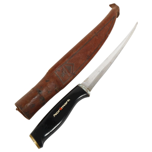 689 - A Normark dagger in leather sheath, 27cm