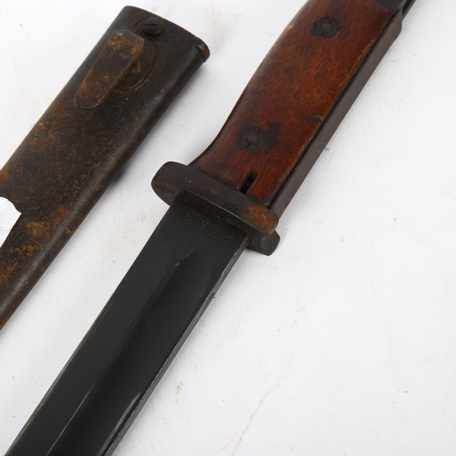 690 - Antique Solingen bayonet in metal scabbard, 37.5cm