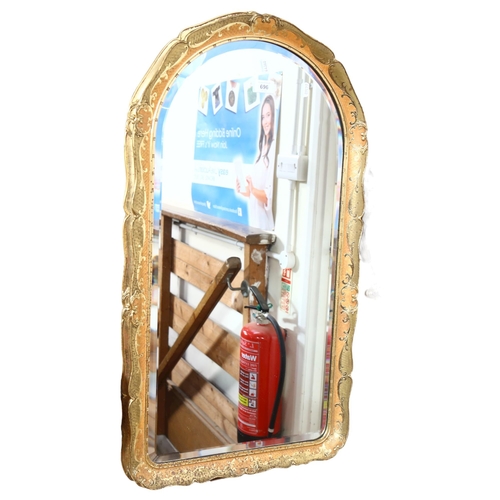 696 - A Vintage arch-top bevel-edge wall mirror, with moulded painted and gilded frame, height 83cm