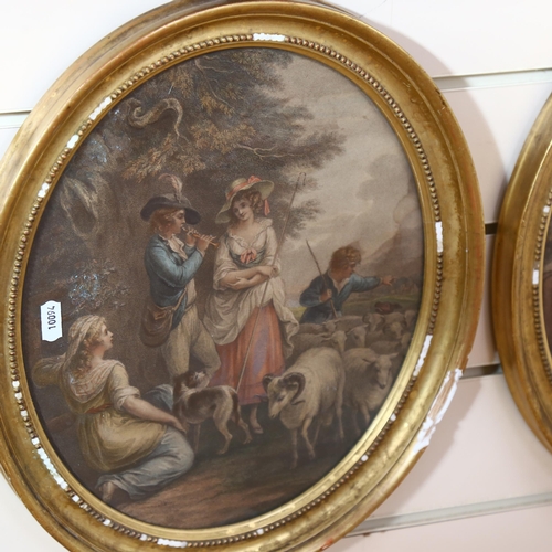 697 - A pair of gilt-framed Bartolozzi type prints, 19th century scenes, height 38cm